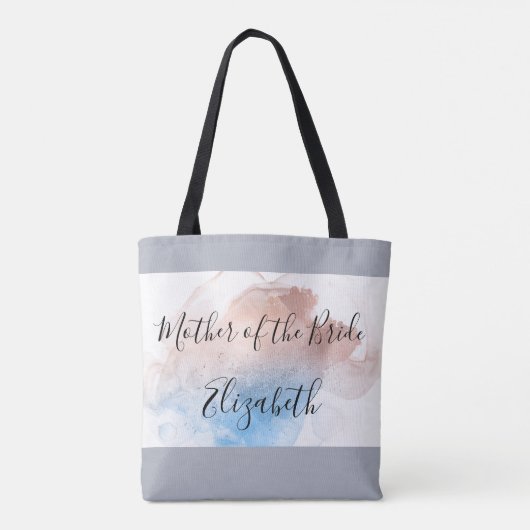 花嫁の母ギフトピンク・ブルー・グレイエレガント トートバッグ (裏面)