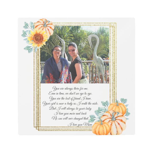 花嫁の母ギフトフォト秋の結婚式 メタルプリント (正面)