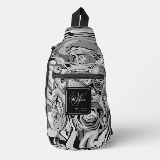 花嫁の母ギフト柄シックモダンモノグラム スリングバッグ (正面)