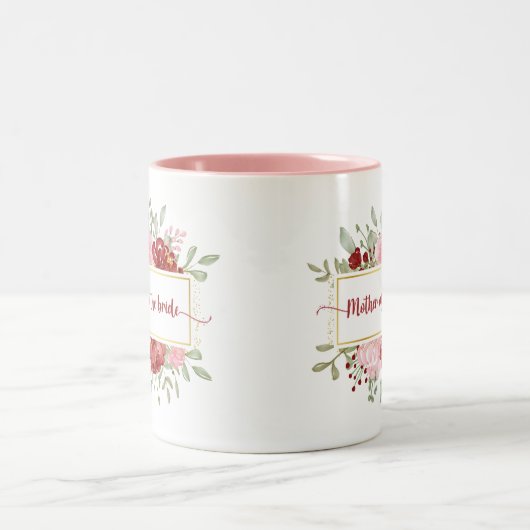 花嫁の母ギフト水エレガント色フローラ ツートーンマグカップ (中央)