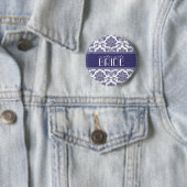 花嫁の母ダマスクボタンの青 缶バッジ (インサイチュ)