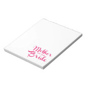 花嫁の母レトロスクリプト白のホットピンク ノートパッド (回転)