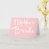 花嫁の母レトロスクリプト白オンピンク カード (黄色い花)