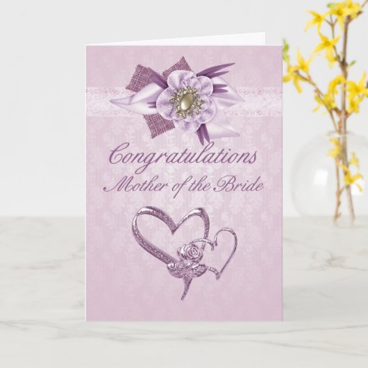 花嫁の母 おめでとうカード(ピンク) カード (黄色い花)