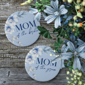 花嫁の母 ブルー 花柄 シャワー ボタン 缶バッジ