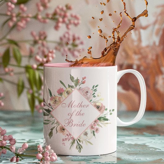 花嫁の母 美しい 花のピンクのシック ツートーンマグカップ