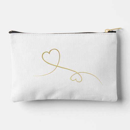 花嫁の母 – 2つのエレガント金ゴールドハート アクセサリーポーチ (裏面)