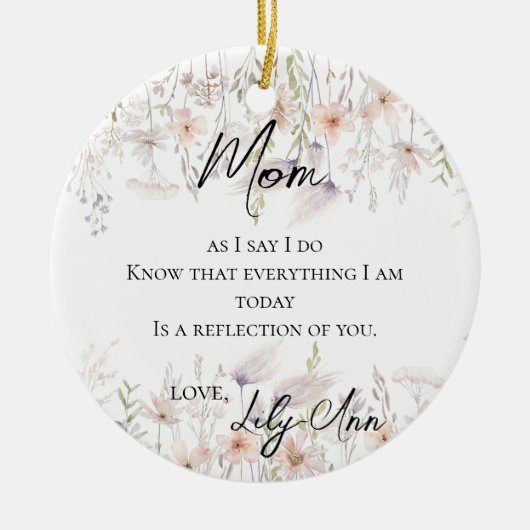 花嫁の水彩のワイルドフラワーマザー セラミックオーナメント (正面)