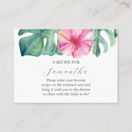 花嫁の水彩ピンクフローラレシピ エンクロージャーカード (正面)