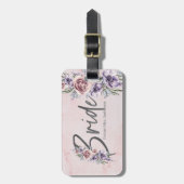花嫁の水彩フローラパーソナライズされたバラ大理石 ラゲッジタグ (正面縦)
