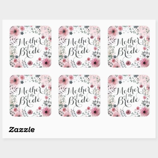 花嫁の水彩画のステッカーのシールの母 スクエアシール (シート)