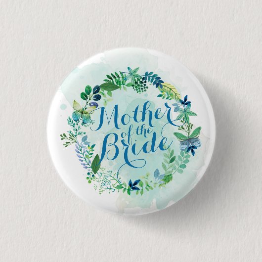花嫁の水彩画Pinボタンの母 缶バッジ (正面)