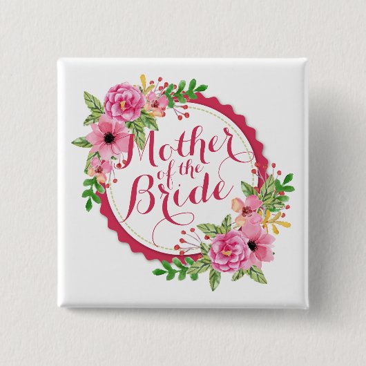花嫁の水彩画Pinボタンの母 缶バッジ (正面)