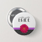 花嫁の水玉模様ボタンの母 缶バッジ (正面&裏面)
