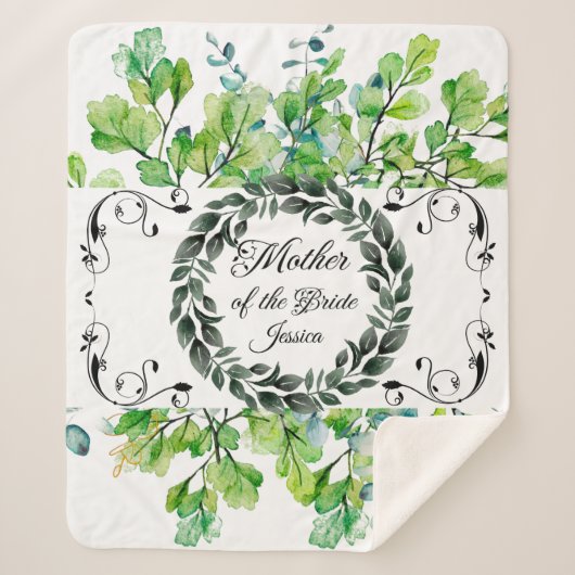 花嫁の水色の葉の母ビクトリアン シェルパブランケット (正面)