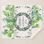 花嫁の水色の葉の母ビクトリアン シェルパブランケット (正面(横))