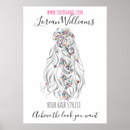 花嫁の波形の三つ編み髪のフローラヘアスタイリングブランディング ポスター