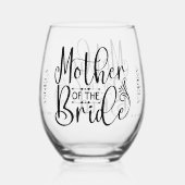 花嫁の流れる脚本の母パーソナライズされた ステムなしワイングラス (裏面)