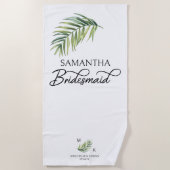 花嫁の熱帯のヤシの葉の宛先の結婚式 ビーチタオル (正面)