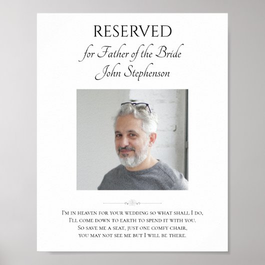 花嫁の父の写真 席を確保 結婚式 記念 ポスター (正面)