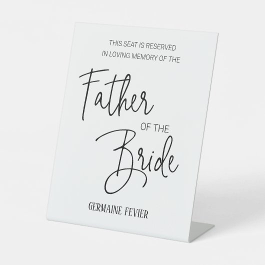 花嫁の父の記念指定椅子結婚の 台座サイン (正面)