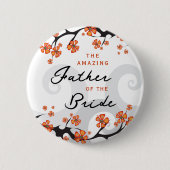 花嫁の父は熱帯の花が渦巻結婚く 缶バッジ (正面)