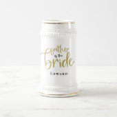 花嫁の父ギフトネームブラック金ゴールドタイポグラフィ ビールジョッキ (中央)