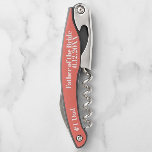 花嫁の父コーラル結婚式の引き出物コルクスクリュ ソムリエナイフ (裏面)