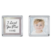 花嫁の父シルバーフォトカスタムカフリンク