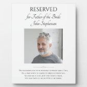 . .花嫁の父救が座席写真結婚の記念碑 フォトプラーク (正面)