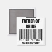 花嫁の父 レジで支払いをスキャンするお父さんTシャツ マグネット (正面/裏面)