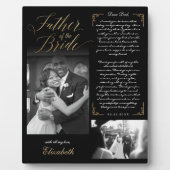 花嫁の父 |黒い金ゴールドメッセージと写真 フォトプラーク (正面)