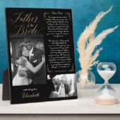 花嫁の父 |黒い金ゴールドメッセージと写真 フォトプラーク (側面)