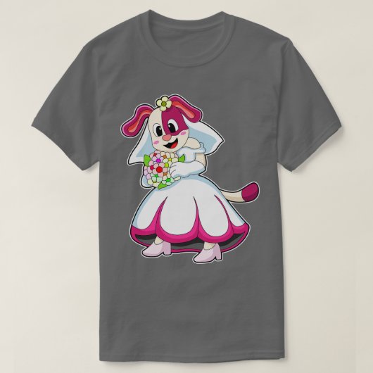花嫁の犬結婚の花 Tシャツ (デザイン正面)