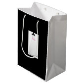花嫁の白いウェディングドレスの花嫁の黒のギフトバッグ ミディアムペーパーバッグ (正面アングル)