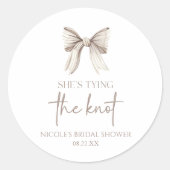 花嫁の白いリボン ブライダルシャワー ラウンドシール (正面)