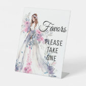 花嫁の白エレガントドレスはテーブルの看板を好む 台座サイン (正面)