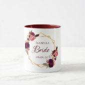 花嫁の白フローラ金ゴールドジオメト結婚リの名前 マグカップ (中央)