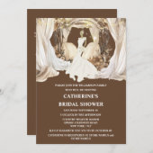 花嫁の白結婚のドレスボーホストリングライト 招待状 (正面/裏面)