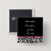 花嫁の白黒のピンクのヒョウの母 缶バッジ (正面&裏面)