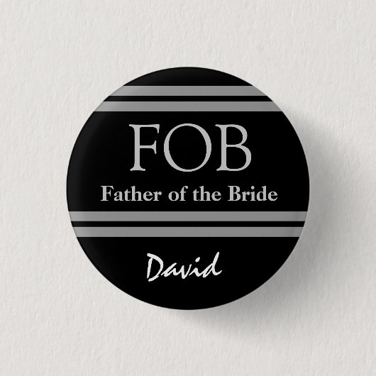 花嫁の白黒結婚式ボタンの父 缶バッジ (正面)