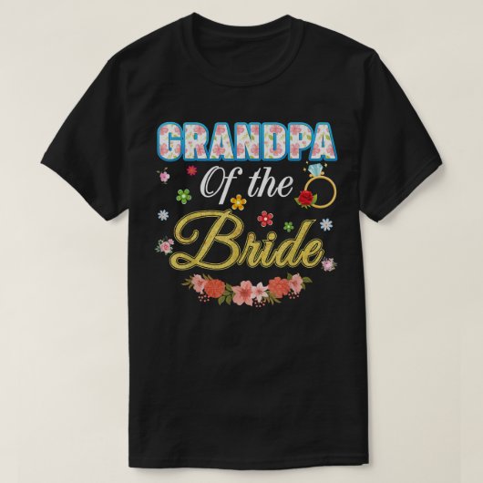 花嫁の祖父 ウェディングパーティー 家族 花 輪 Tシャツ (デザイン正面)