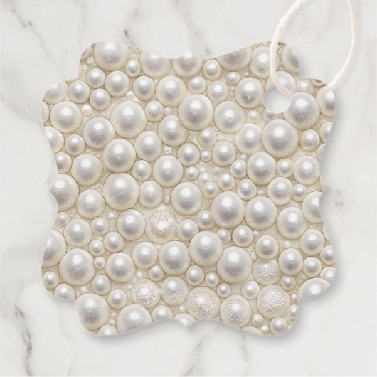 花嫁の結び目 パールのリボン ブライダルシャワーのお祝い フェイバータグ (裏面)