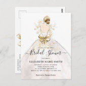 花嫁の結婚ガウンのドレスのブライダルシャワーの招待 ポストカード (正面/裏面)