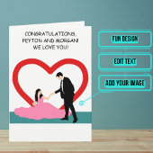 花嫁の結婚式のお祝いを持ち上げる カード