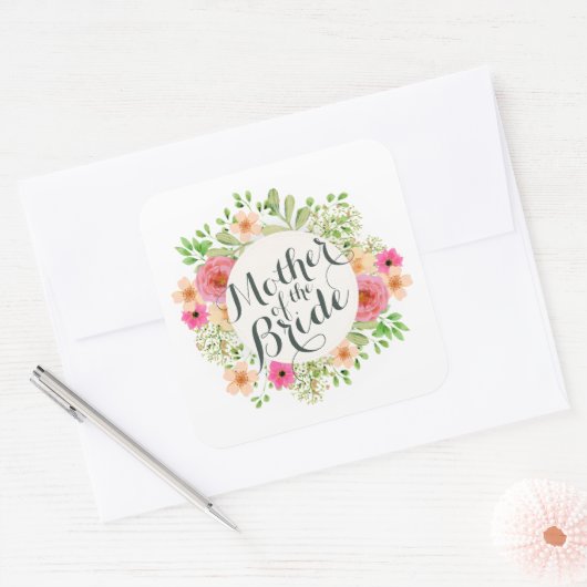花嫁の結婚式のステッカーのシールの母 スクエアシール (封筒)