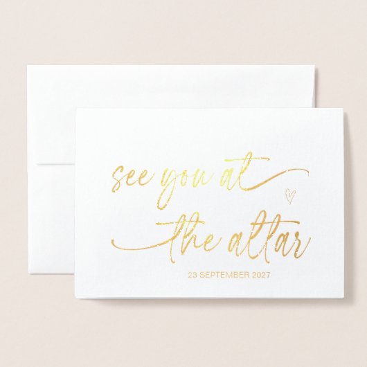 花嫁の結婚式の日から私の花婿に愛があなたと結婚 箔カード (封筒付き正面)