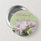 花嫁の結婚式の明るいピンクのリンゴの花の母親 缶バッジ (正面&裏面)