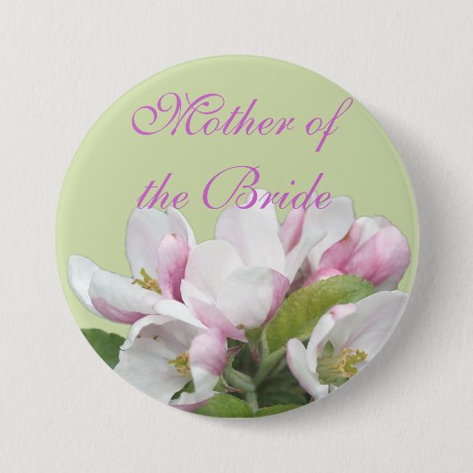 花嫁の結婚式の明るいピンクのリンゴの花の母親 缶バッジ (正面)