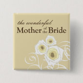 花嫁の結婚式ボタンのクリーム色のバラの母 缶バッジ (正面)